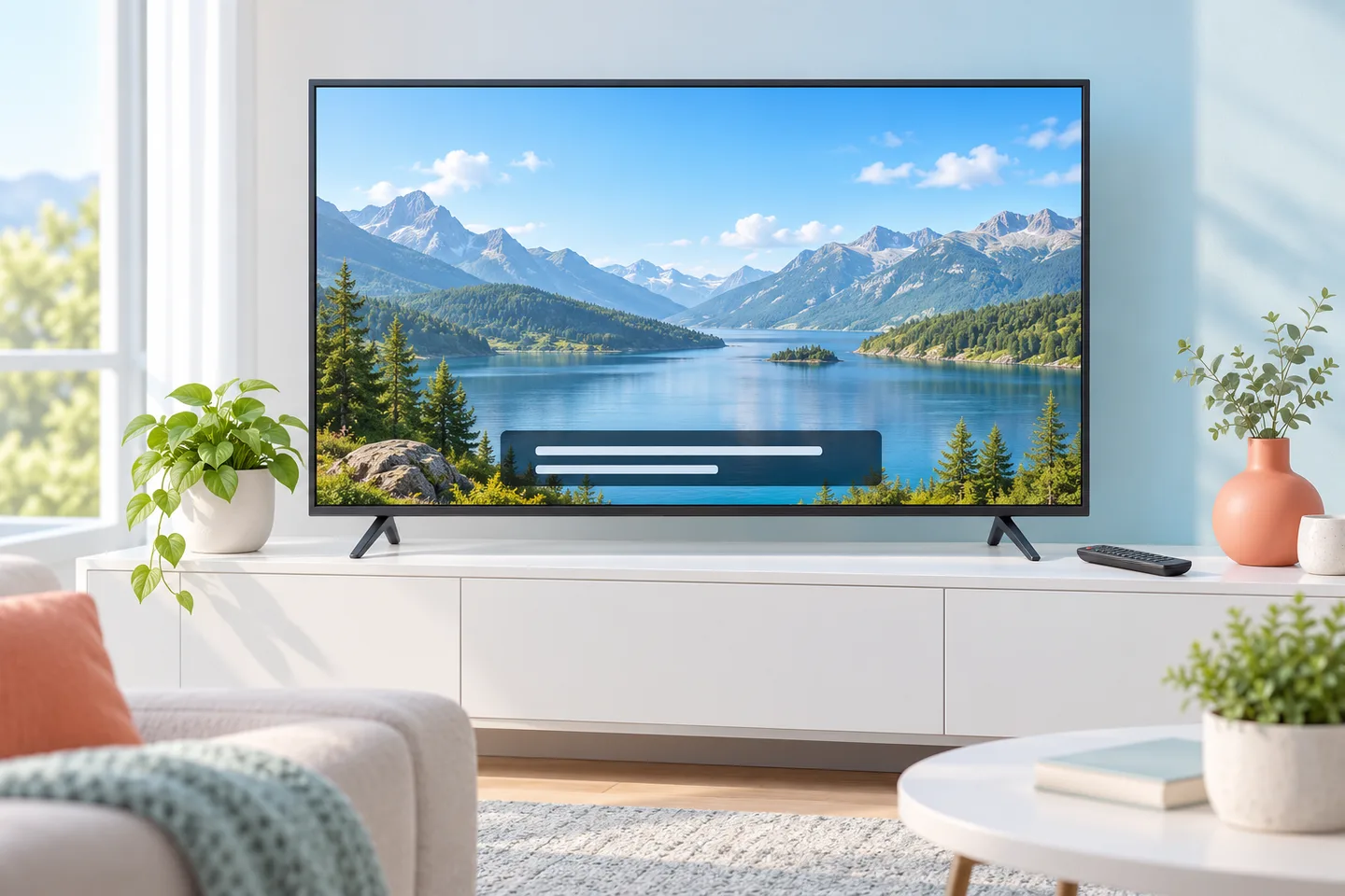 Телевизор с условной строкой субтитров: иллюстрация, не снимок меню Samsung